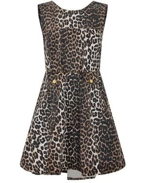 Ganni Printed Denim Mini Dress - Black
