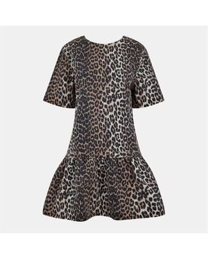Ganni Denim Print Mini Dress - Black