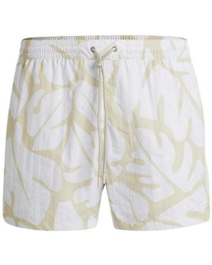 BOSS Bari Swim Shorts, Comfortable Elasticated Waist - White