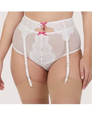 Playful Promises Camille Broderie Suspender Belt - White