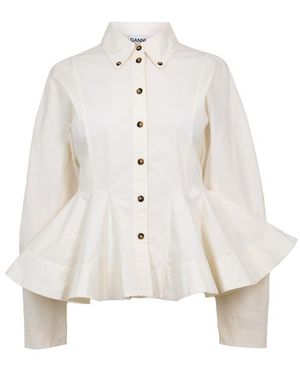 Ganni Peplum Top - White