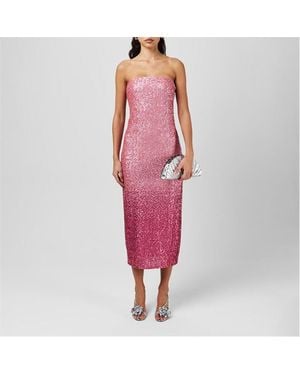 LoveShackFancy Stasia Sequined Ombré Maxi Dress - Red