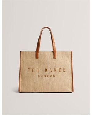 Ted Baker Raffia Icon Shoulder Bag - Natural
