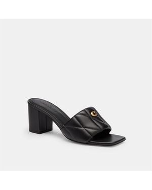 COACH Holly Block Heel Sandal With Quilting - Black