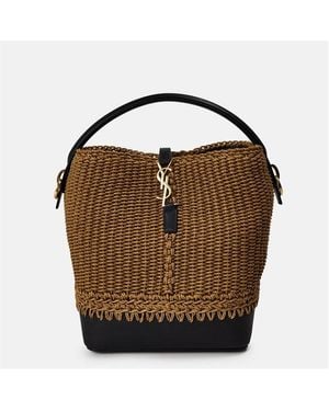 Saint Laurent Saint 37 Raffia Bckt - Brown