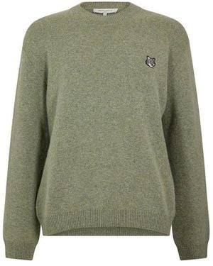 Maison Kitsuné Fox Hood Milano Lamb Crew Neck Jumper - Green