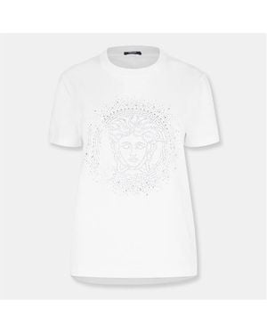 Versace T-Shirt With Crystals - White