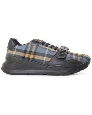 Burberry Regis Check Cotton Trainers - Blue