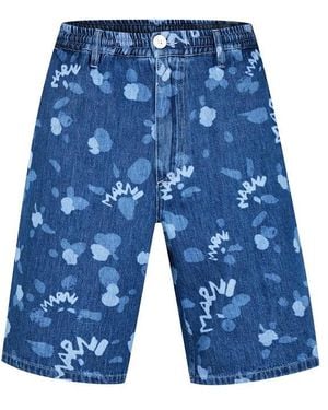 Marni Dripping Lightweight Denim Shorts - Blue