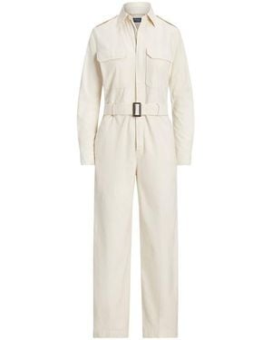 Polo Ralph Lauren Belted Twill Jumpsuit - Natural