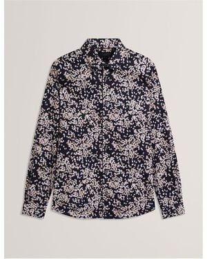 Ted Baker Long Sleeve Patterned Shirt - Blue