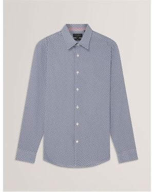 Ted Baker Long Sleeve Patterned Shirt - Blue