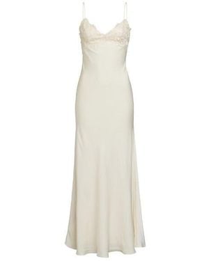 Bardot Elisian Lace Satin Bias Cut Maxi Dress - White