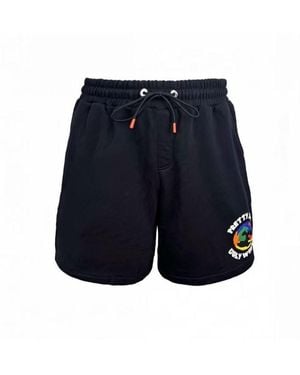 PRETTY BOY UGLY WORLD Cotton 4 Pockets Fleece Jogger Shorts - Blue