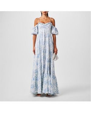 LoveShackFancy Tabithea Lightweight Relaxed Fit Maxi Dress - Blue