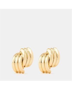 Anine Bing Crossover Ribbed Earrings - Metallic