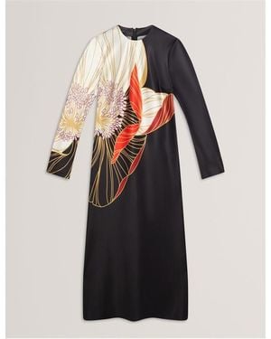 Ted Baker Long-Sleeve Midi Tea Dress - Black