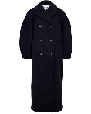 Ganni Peacoat Wool Ld62 - Blue