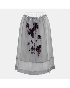 Prada Embroidered Midi Skirt - Blue