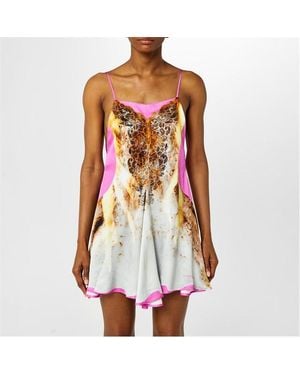 Y. Project Lace Print Satin Slip Dress - White