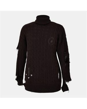 Balenciaga Extreme Distressed Crest Jumper - Black