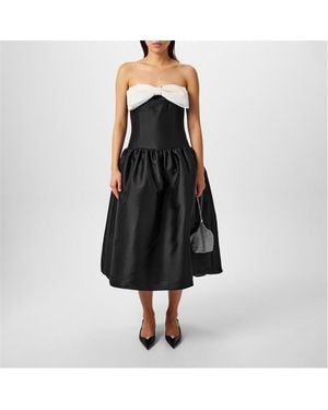Self-Portrait Bow Midi Dress - Black