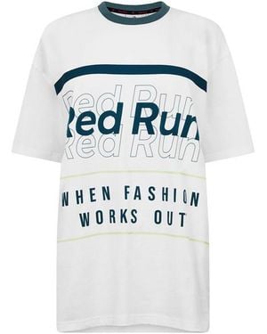 Red Run Skyline Oversized Graphic T-Shirt - Blue