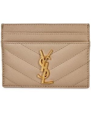 Saint Laurent Cassandre Mattelassé Card Case - Natural