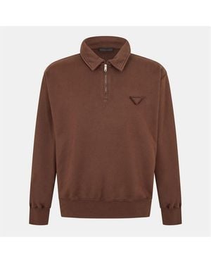 Prada Logo Quarter Zip - Brown