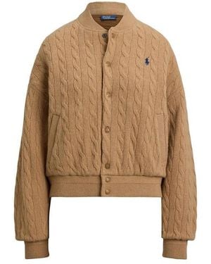 Polo Ralph Lauren American Style Ribbed Trim Bomber Jacket - Natural