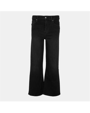 7 For All Mankind Cropped Alexa Straight Leg Jeans - Black