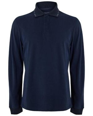 Gieves & Hawkes Long Sleeve Polo Shirt - Blue