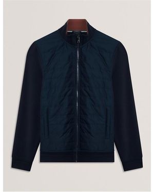 Ted Baker Long Sleeve Quilted Hybrid Jacket - Blue