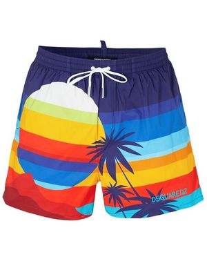 DSquared² Sunset Quick Dry Tailored Fit Swim Shorts - Blue