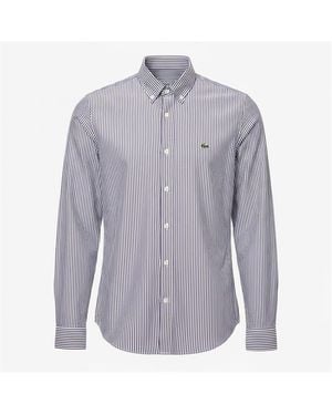 Lacoste Regular-Fit Striped Cotton Shirt - Purple