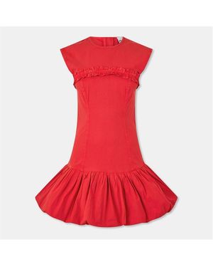 Ganni Corset Mini Peplum Dress - Red