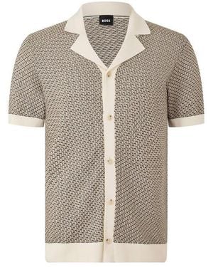 BOSS Patterned Short Sleeve Shirt - Natural