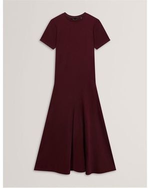 Ted Baker Mixed Midi Tea Dress - Red