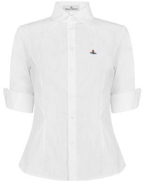Vivienne Westwood Logo Cotton Short Sleeve Toulouse Shirt - White