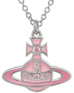 Vivienne Westwood Crystal Embellished Orb Pendant Necklace - Pink
