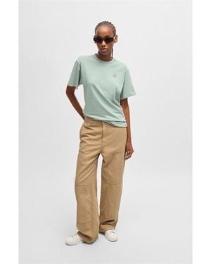 HUGO Hacarpe-1-D B 10263769 01 Straight Leg Trousers - White