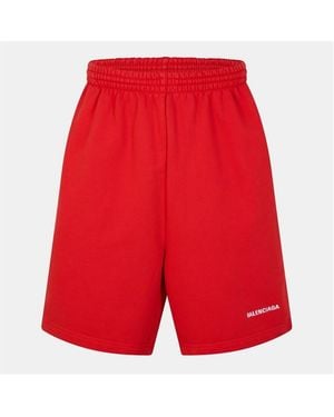 Balenciaga Contemporary Fit Fleece Jogger Shorts - Red