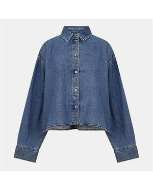 7 For All Mankind Nina Long-Sleeve Denim Shirt - Blue