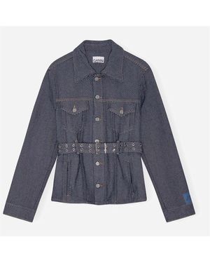 Ganni Short Denim Jacket - Blue