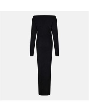 Naked Wardrobe Knit Off-Shoulder Jumper Maxi Dress - Black