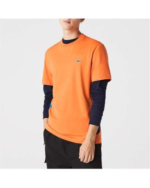 Lacoste Crewneck Colourblock Panels Cotton T-Shirt - Orange