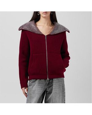 Self-Portrait Diamante Knitted Crew Neck Jumper - Red