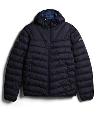 Napapijri Aerons Water Resistant Hooded Short Puffer Jacket - Blue