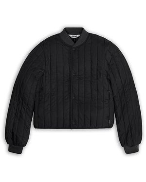 Rains Banja Liner Bomber Water Resistant Cropped Quilted Jacket - Black