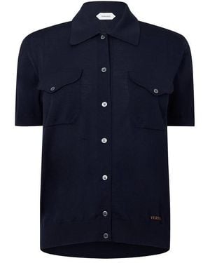Versace Knitted Short Sleeve Shirt - Blue